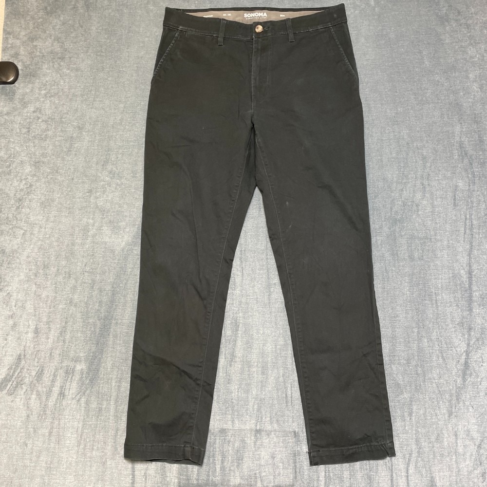 Sonoma Goods For Life Flexwear Chino Pants Mens 33x30 Black Cotton Stretch Slim